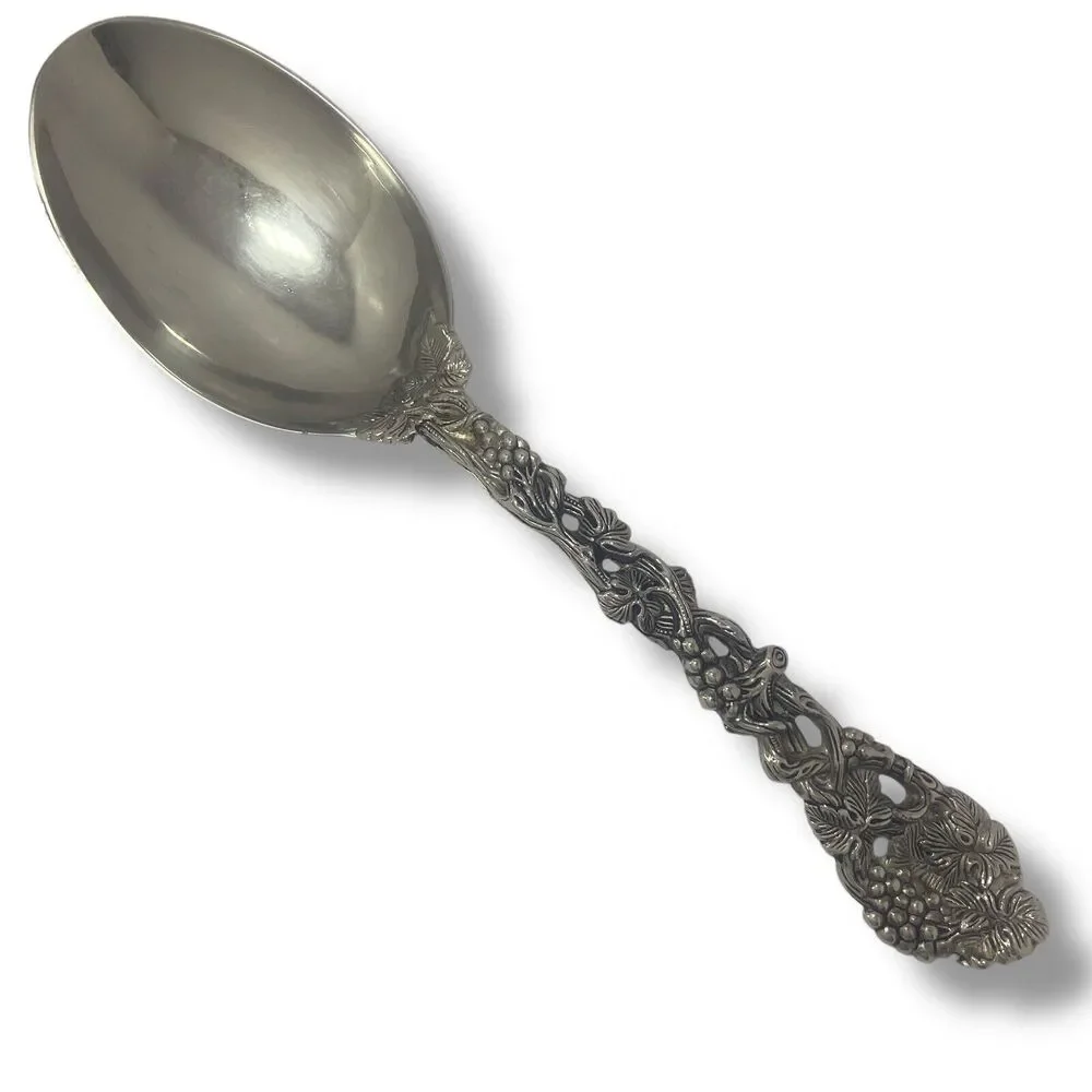 Godinger Silverplated Serving Spoon & Fork Set Ornate Grapevine Handle Vintage